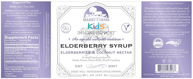 Darby Farms Kid's Immune Support Elderberry Syrup, 8oz