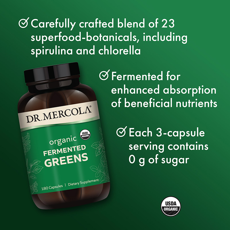 Dr Mercola Fermented Greens - Organic, 180caps