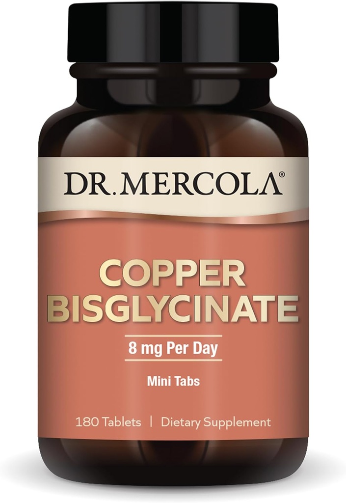 Dr Mercola Copper Bisglycinate, 180mini-tabs